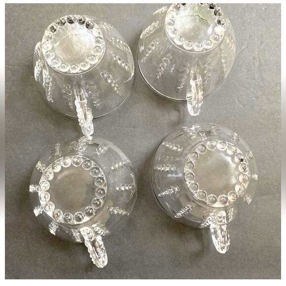 Vintage Federal Depression Clear Glass Columbia Pattern Tea Coffee Cups Set Of 4 - Picture 6 of 9